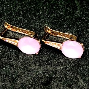 Sterling Silver/18k Gold Pink Hibiscus Earrings
